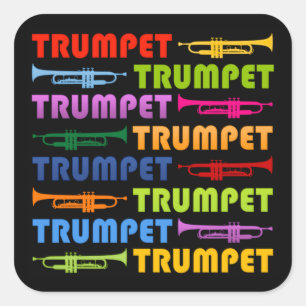 Trumpet Collage Square Sticker