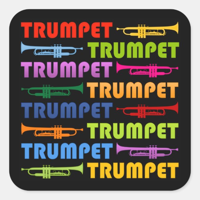Trumpet Collage Square Sticker (Front)