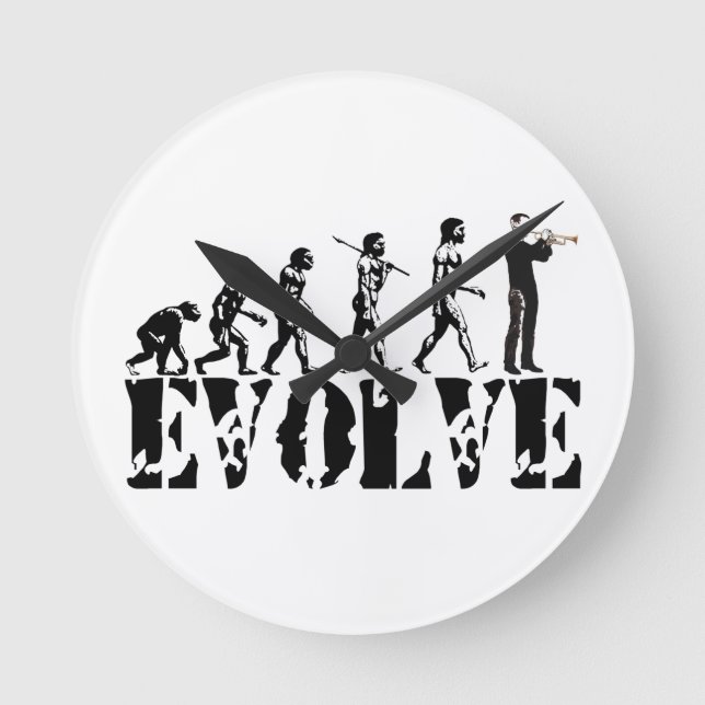 Trumpet Cornet Bugle Band Musical Music Evolution Round Clock (Front)