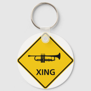 Trumpet Crossing Highway Sign Keychain