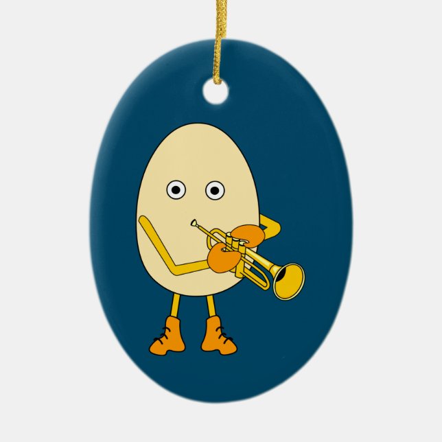 Trumpet Egghead Ceramic Ornament (Front)