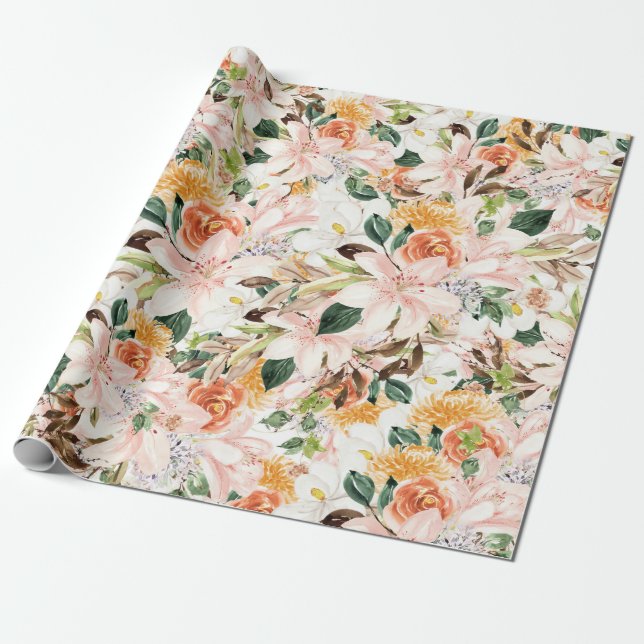 Trumpet Flower Wrapping Paper (Unrolled)