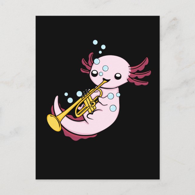 Trumpet Gift Kids Marching Band Axolotl Trumpet Postcard (Front)