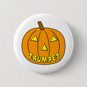 Trumpet Halloween Pumpkin 2 Inch Round Button