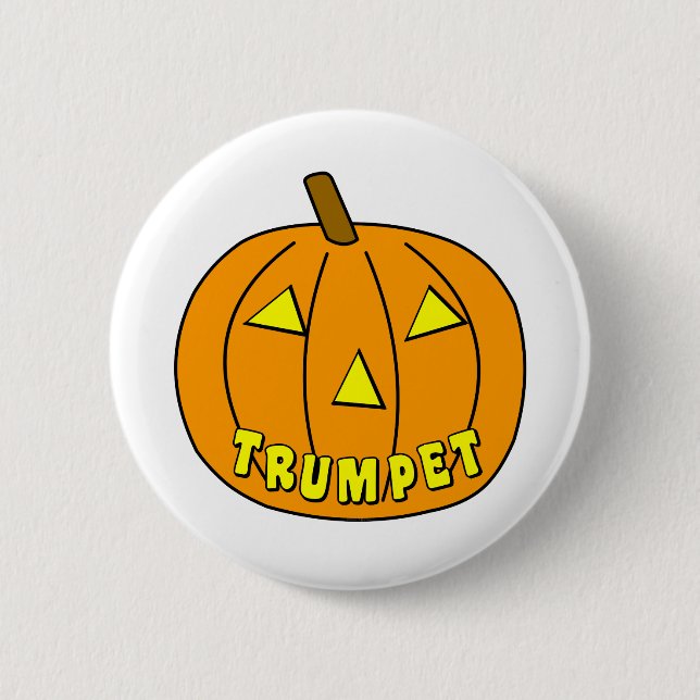 Trumpet Halloween Pumpkin 2 Inch Round Button (Front)