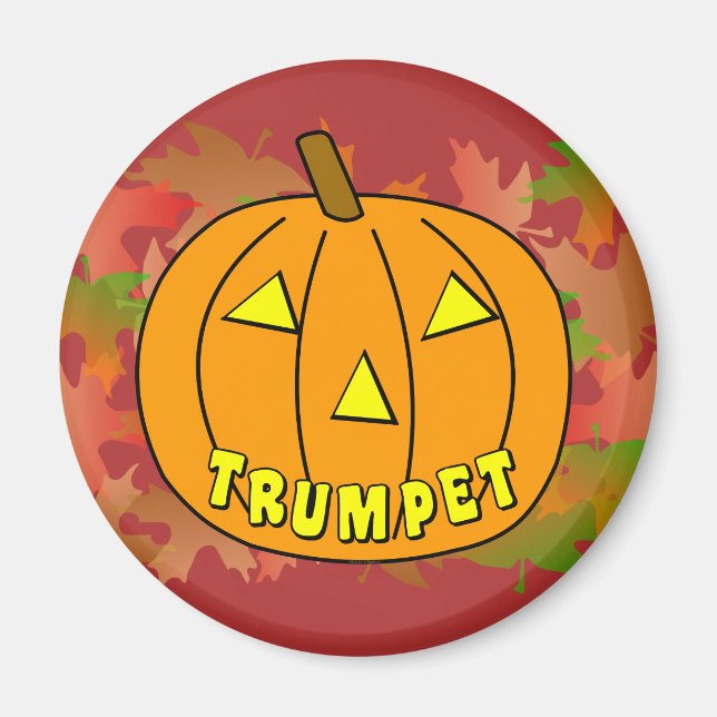 Trumpet Halloween Pumpkin Magnet (Front)