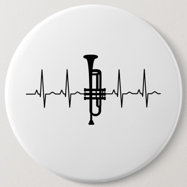 Trumpet Heartbeat 6 Inch Round Button (Front)