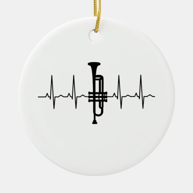 Trumpet Heartbeat Ceramic Ornament (Front)