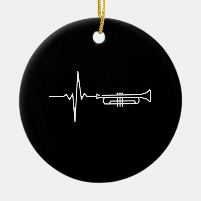 Trumpet Heartbeat Ceramic Ornament (Front)