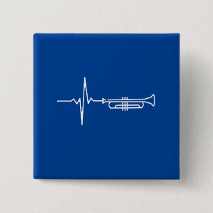 Trumpet Heartbeat Trumpet Player Gift 2 Inch Square Button