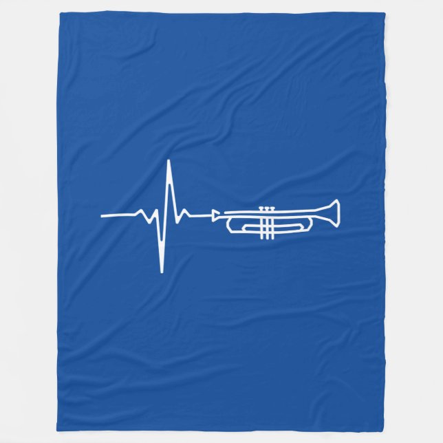 Trumpet Heartbeat Trumpet Player Gift Fleece Blanket (Front)