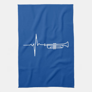 Trumpet Heartbeat Trumpet Player Gift Kitchen Towel
