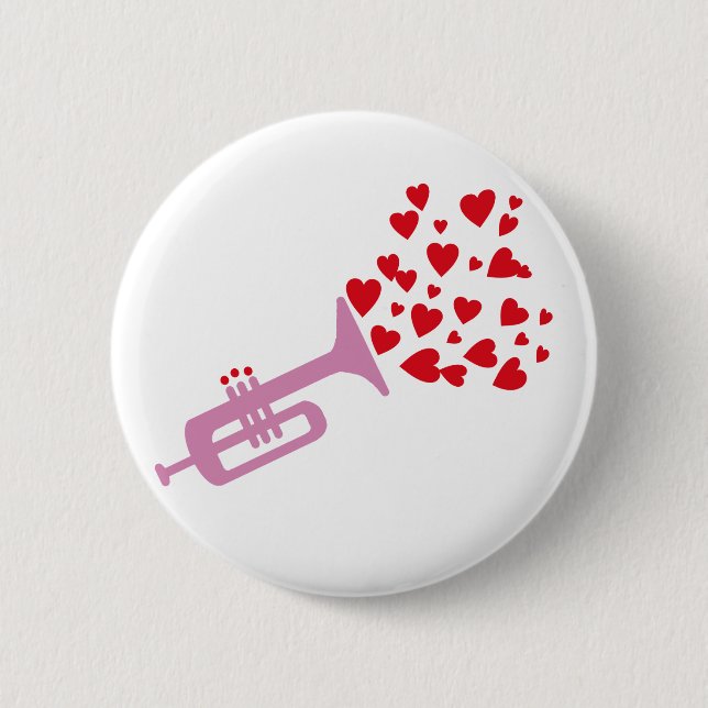 Trumpet Hearts 2 Inch Round Button (Front)