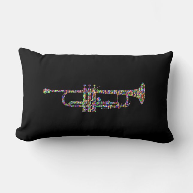 Trumpet jazz cool colourful instrument lumbar pillow (Front)