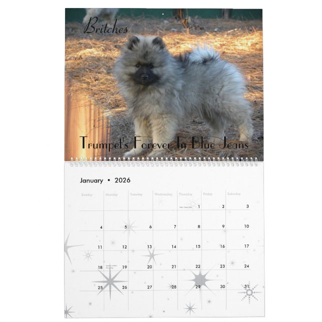 Trumpet Keeshond Calendar 2012 (Jan 2026)