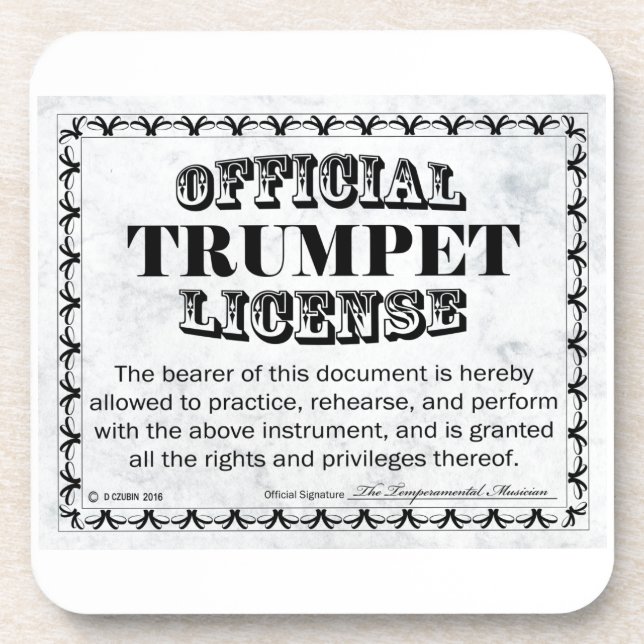 Trumpet License Coaster (Front)