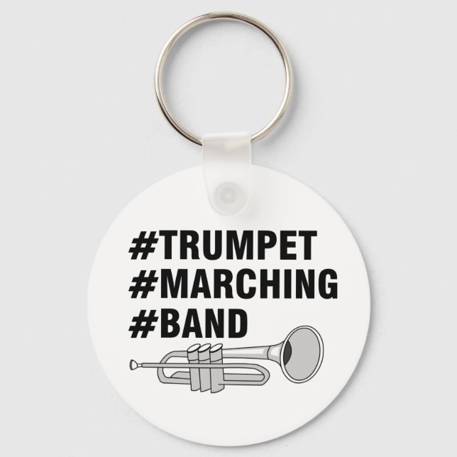 Trumpet Marching Band Hashtags Keychain (Front)