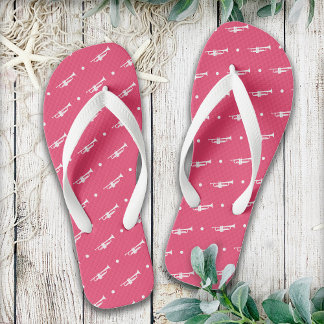 Trumpet Music & Marching Band Musician Gift Pink  Flip Flops