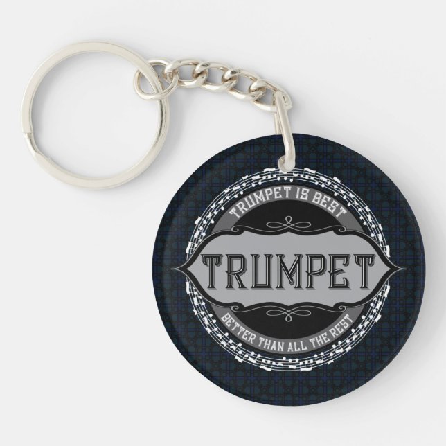 Trumpet Music Note Circle Keychain (Front)