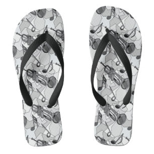 Trumpet Music Note Fragments Flip Flops