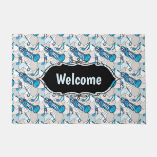 Trumpet Music Notes Fragments Doormat