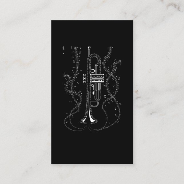 Trumpet Music Notes Instrument Musician Trumpeter Business Card (Front)