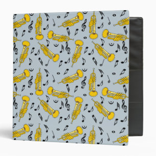 Trumpet Music Notes Pattern 3 Ring Binder