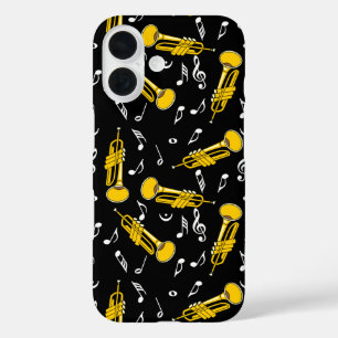 Trumpet Music Notes Pattern iPhone 16 Case