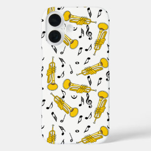 Trumpet Music Notes Pattern iPhone 16 Case