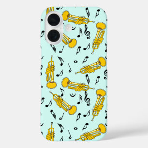 Trumpet Music Notes Pattern iPhone 16 Case