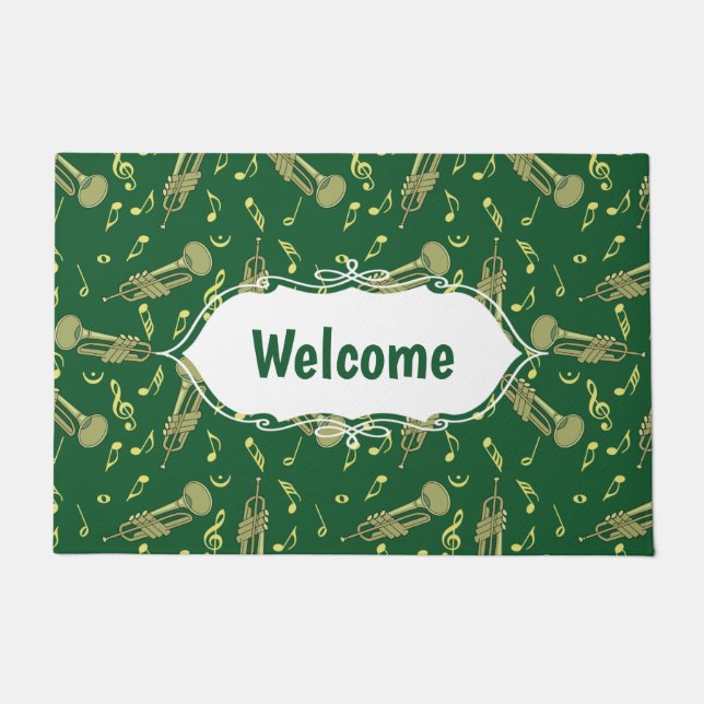 Trumpet Music Notes Pattern Doormat (Front)