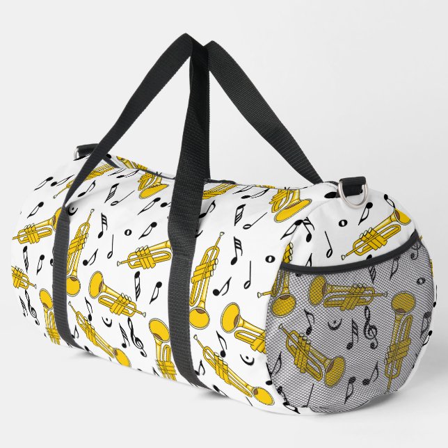 Trumpet Music Notes Pattern Duffle Bag (Right Corner)