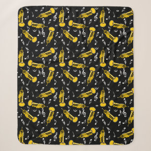 Trumpet Music Notes Pattern Sherpa Blanket