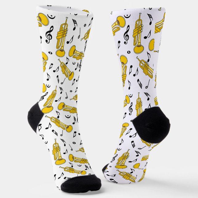 Trumpet Music Notes Pattern Socks (Angled)