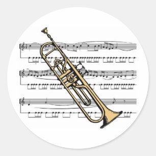 Trumpet musical 11 B Classic Round Sticker