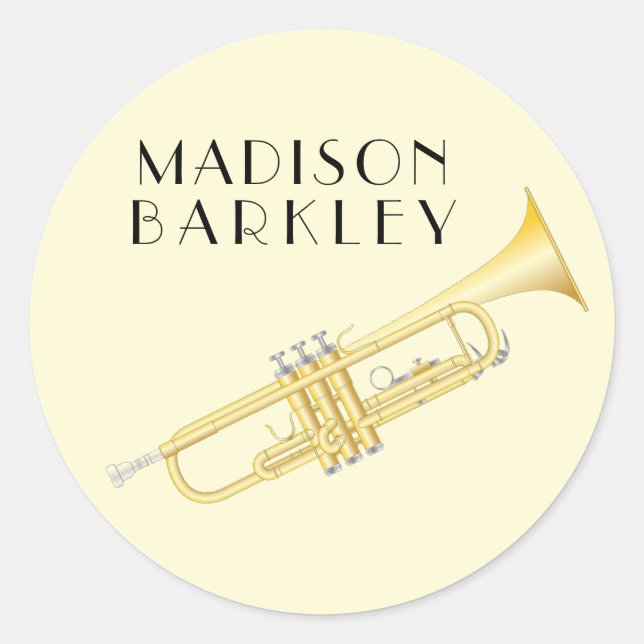 Trumpet Musician Band Teacher Oval Sticker (Front)