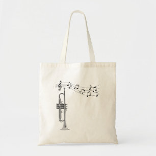 Trumpet Musician With Music Notes Tote Bag