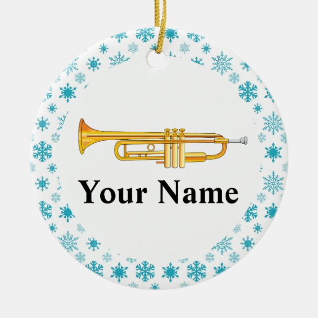 Trumpet Personalized Music Band Christmas Ceramic Ornament (Front)