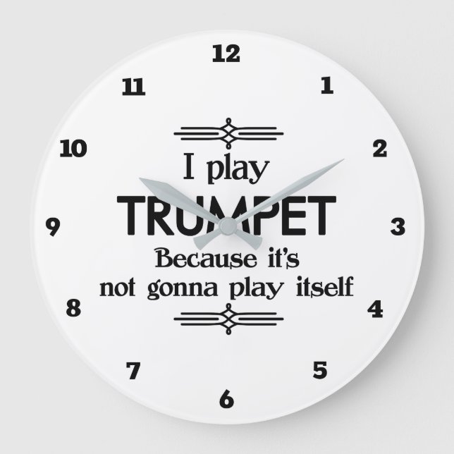 Trumpet - Play Itself Funny Deco Music Large Clock (Front)