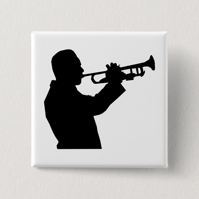 Trumpet Player 2 Inch Square Button (Front)
