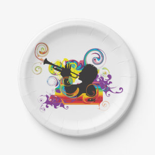 Trumpet Player Art Work Paper Plate