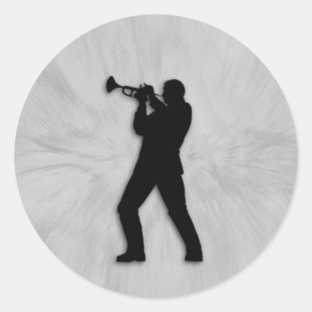 Trumpet Player Classic Round Sticker (Front)