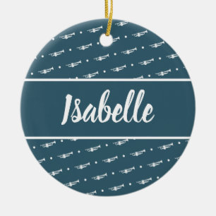 Trumpet Player Gift Custom Personalized Musician Ceramic Ornament