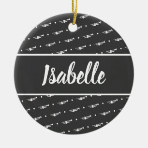 Trumpet Player Gift Personalized Musician Black Ceramic Ornament