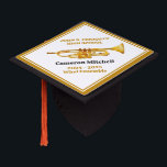 Trumpet Player High School Band Gold Personalized Graduation Cap Topper<br><div class="desc">This modern custom gold high school marching band graduation cap topper features the student and band name under the trumpet instrument. Customize for symphonic,  wind ensemble,  or concert band members or their director for a great graduation keepsake gift.</div>