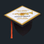 Trumpet Player High School Band Gold Personalized Graduation Cap Topper<br><div class="desc">This modern custom gold high school marching band graduation cap topper features the student and band name under the trumpet instrument. Customize for symphonic,  wind ensemble,  or concert band members or their director for a great graduation keepsake gift.</div>