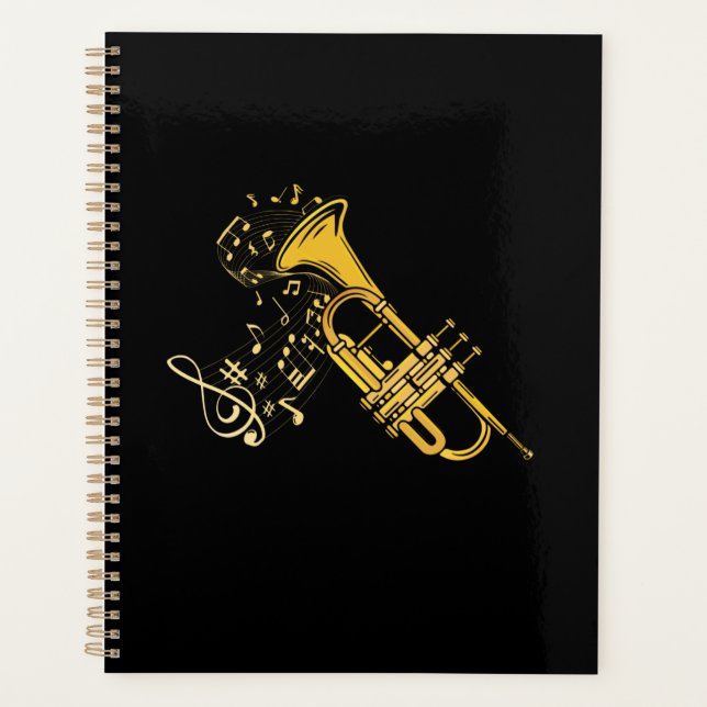 Trumpet Player Jazz Music Gift Big Band Trumpet Planner (Front)