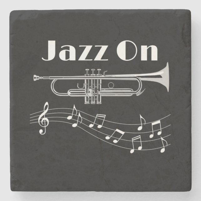 Trumpet Player Jazz On Stone Coaster (Front)
