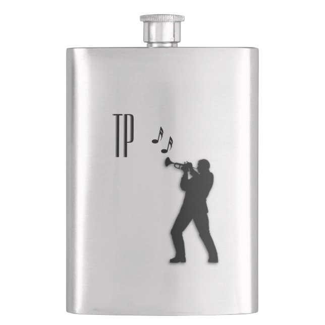 Trumpet Player Monogram Hip Flask (Front)