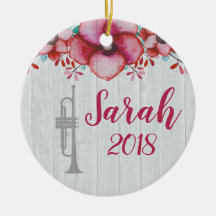 Trumpet Player Music Gift Floral Personalized